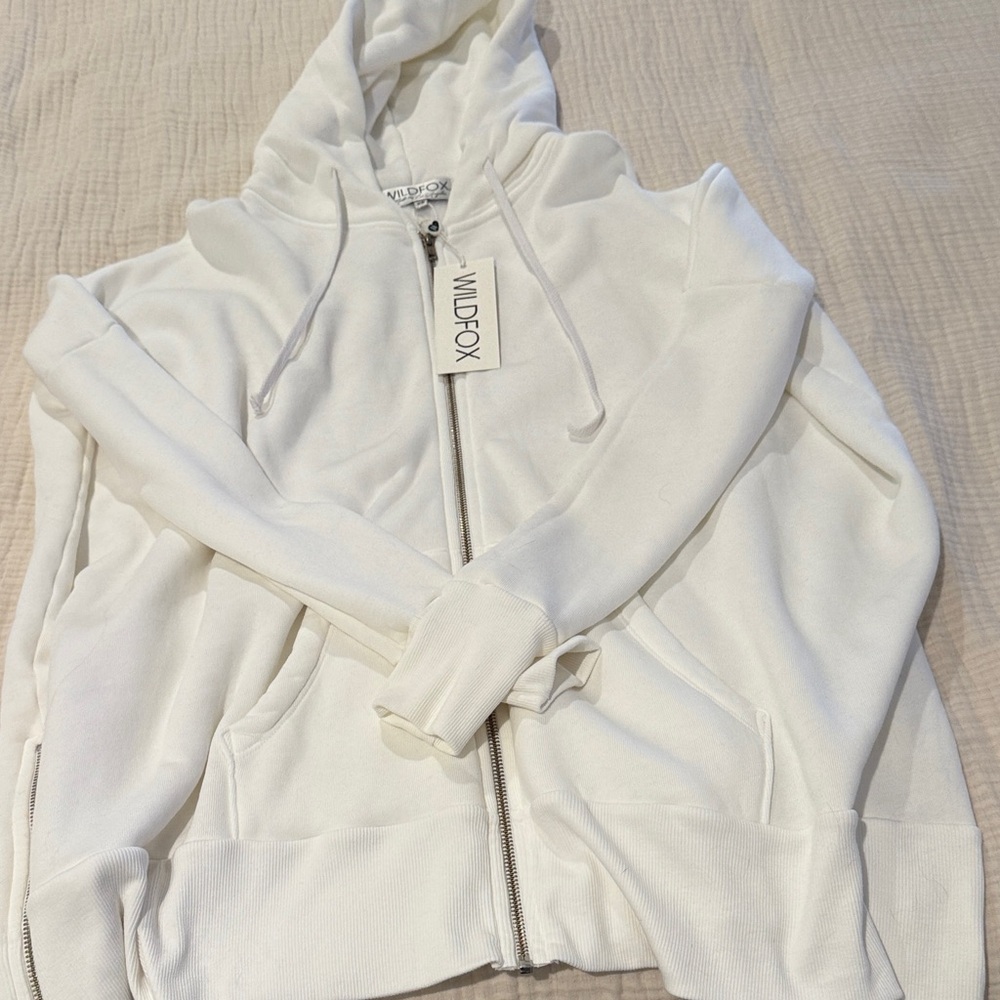 Wildfox Cream Zip-Up Hoodie. New with tags.